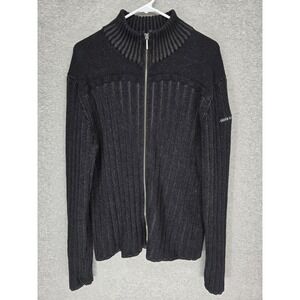 Calvin Klein Jeans Men's XXL Full Zip Ribbed Knit Cardigan Sweater Mock Neck